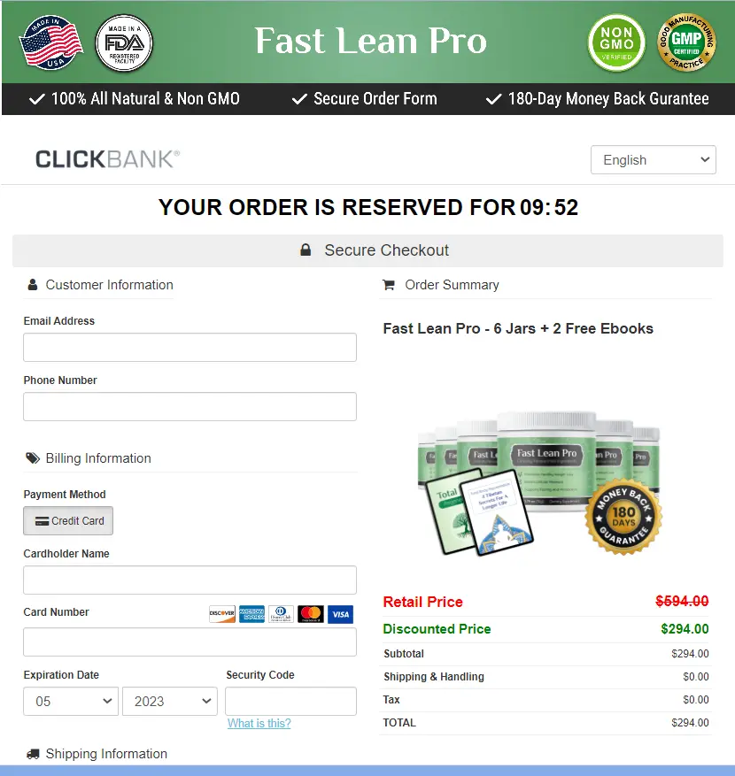 Fast Lean Pro - Order Page